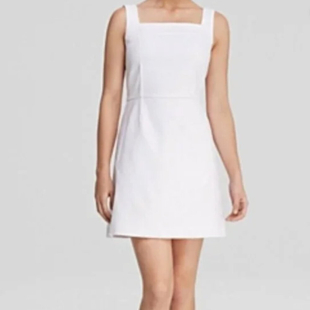 Tory Burch White Sleeveless Cotton Pique Shift Dress Above Knee Midi Dress Sz 8